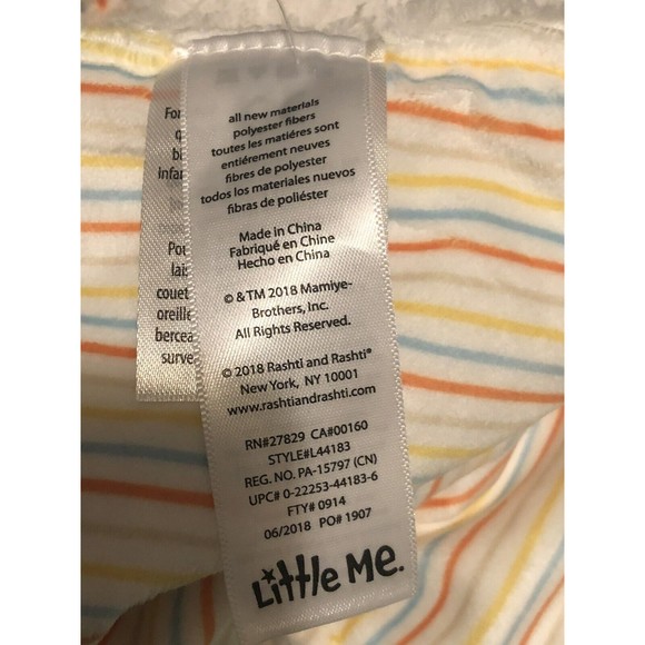 New Little Me Snuggle Baby Blanket with Rattle Giraffe Lovey Stripes Boy/Girl - Picture 4 of 7